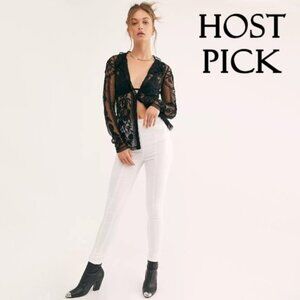 NWT Free People white stretchy cotton blend skinny jeans jeggings, 28